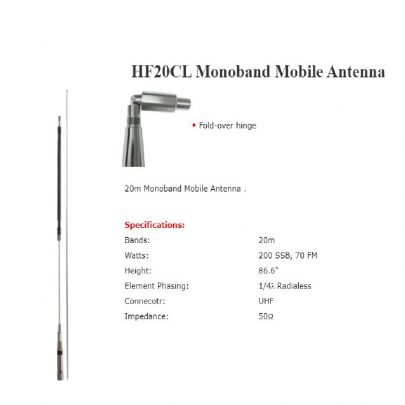 Diamond HF20CL Monoband Mobile Antena - Radio Komunikasi Diamond HF20CL Monoband Mobile Antena