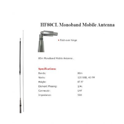 Diamond HF80CL Monoband Mobile Antena - Radio Komunikasi Diamond HF80CL Monoband Mobile Antena