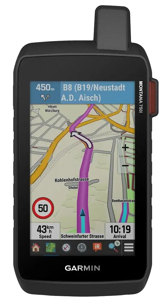 Garmin Montana 750i GPS genggam dengan layar 5 inci.